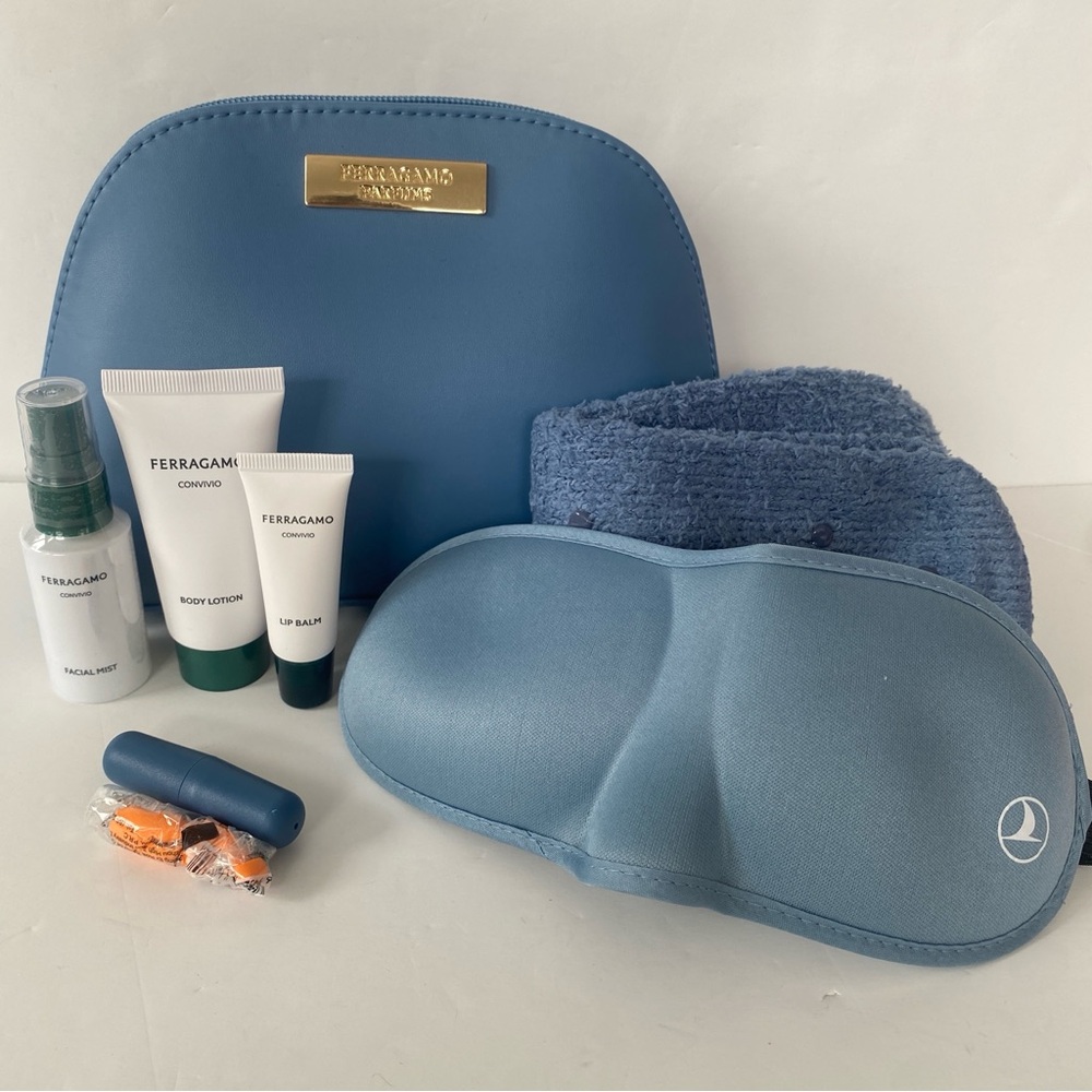 Ferragamo Blue Travel Set. New.